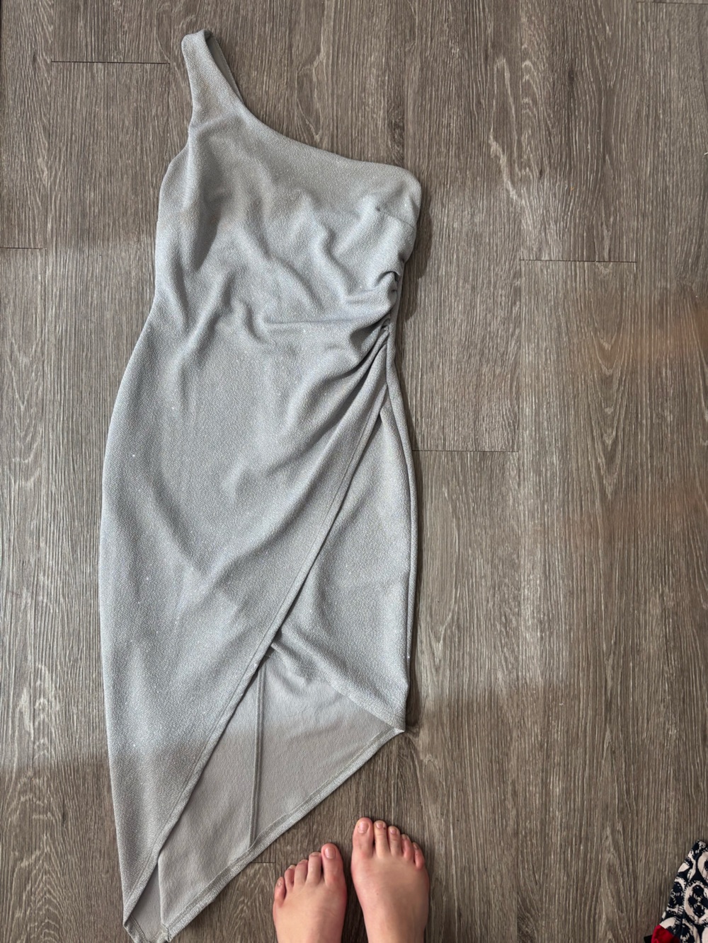 B Darlin One-Shoulder Asymmetrical Light Gray Skirt